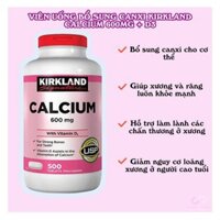 [CHÍNH HÃNG] Viên Uống Bổ Sung Calcium + Vitamin D3 Kirkland 500 viên Của Mỹ.