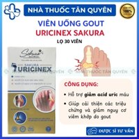 [CHÍNH HÃNG] Viên uống Sakura Uricinex giúp giảm acid uric, giảm đau khớp do Gout (hộp 30 viên)