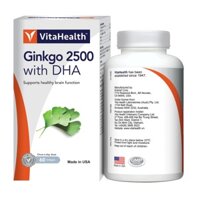 (Chính Hãng) VITAHEALTH  GINKO 2500 WITH DHA Giúp Tăng Cường Tuần Hoàn Não, Cải Thiện Trí Nhớ