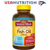 [Chính hãng web] Burp-Less Ultra Omega-3 1400mg 90 viên "Nature Made" : Dầu cá cô đặc, không ợ hơi