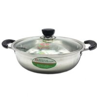 [Chính hãng] xả kho Nồi lẩu inox  nấu bếp từ cao cấp quai bọc nhựa size 26 Hoàng Gia
