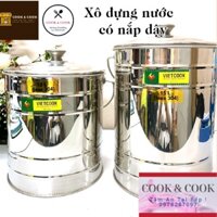 [Chính Hãng] Xô inox đựng nước 10, 15, 20 lít VIETCOOK có nắp đậy inox 304