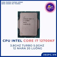 Chip xử lý CPU Intel Core i7-12700KF (3.8GHz turbo up to 5.0Ghz, 12 nhân 20 luồng, 25MB Cache, 125W) - Tray