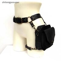Chitengyesuper Retro Punk Da PU Thắt Lưng Thả Chân Túi Thường Ngày Vuông Eo Túi Ngoài Trời Chân Túi Điện Thoại Xe Máy Cross Fanny Túi CGS
