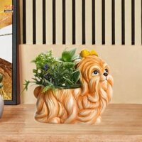 Chiwanji Chó Tượng Trang Trí Chậu Hoa Điêu Khắc Dễ Thương Chậu Hoa Cho Trong Nhà Ngoài Trời Phòng Khách Sân hiên