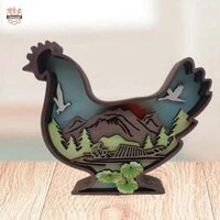 Chiwanji Gà Tượng Gỗ Nghệ Thuật Hình Sưu Tập Trang Trí Ngộ nghĩnh Quà Tặng Tân Gia Để Bàn Điêu Khắc Cho Nông Trại Kệ Văn Phòng