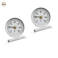 Chiwanji Pack 2 Nhiệt kế mặt số ống nhôm 63mm Đồng hồ đo nhiệt độ lò xo