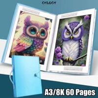 Chloch 1 Cuốn Sách Bảo Quản Tranh, Tranh A3 / 8K Album Ảnh Thư Mục, Bền 60 Trang Túi Trình Bày Dung Tích Lớn Danh Mục Đầu Tư Trường Văn Phòng