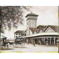 Chợ Bến Thành - Tranh Sơn Dầu Vẽ Tay 40x50cm