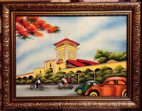 Chợ Bến Thành -Tranh sơn mài vẽ – SM256
