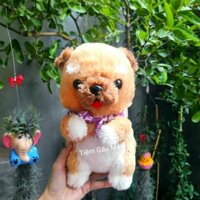 Chó bông amuse đeo khăn choàng lông xù mềm mịn đáng yêu(~25cm)