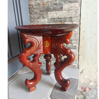 Chò gỗ 3 chân + đĩa trái cây thờ cúng chạm khắc hoa văn cao 30-35-40cm (kèm đĩa )