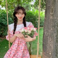 Chợ hoa KOREA Cô gái yêu đầu tiên ~ Ve áo thêu Sweet Puff Sleeve Dress Váy búp bê tính khí mùa hè