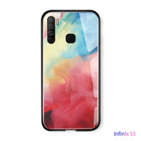 Cho Infinix S5 Sang Trọng Nghệ Thuật Đá Cẩm Thạch Sơn Dầu Rainbow Gradient Bóng Vỏ Kính Cường Lực Lưng Ốp Lưng