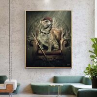 Chó Mafia Ngồi Trên Sofa Và Bida Nghệ Thuật Poster Trang Trí Nhà Cửa