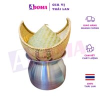 Chõ nấu xôi loại 1 + nồi đồ xôi kiểu Thái/Lào (bộ vỉ tre kèm nắp) tiện dụng หม้อนึงข้าวเหนียว