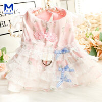 Chó Nhỏ Teddy Quần Áo Cho Chó Mùa Xuân Mùa Hè Quần Áo Mỏng Phong Cách Mèo Kéo Váy Ren Hoa