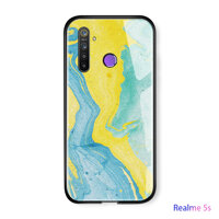 Cho Realme 5S Sang Trọng Nghệ Thuật Đá Cẩm Thạch Sơn Dầu Rainbow Gradient Bóng Vỏ Kính Cường Lực Lưng Ốp Lưng