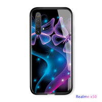 Cho Realme X50 Cực Quang Không Gian Ảo Thuật Mơ Gradient Rainbow Vỏ Bao Da Bóng Kính Cường Lực Lưng Vỏ