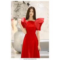 (Cho thuê) áo dài SheByHoaNguyen đỏ đi sự kiện