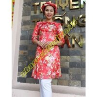 Cho thuê và bán Áo dài gấm đỏ cách tân cao cấp