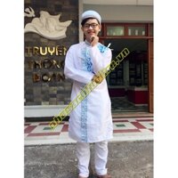 Cho Thuê Và Bán Cho Thuê Và Bán Áo Dài Cách Tân - Trắng Vẽ Kim Tuyến Xanh