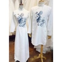 Cho thuê và bán trang phục Áo dài trắng in họa tiết