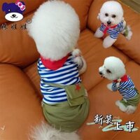 .Chó Trường Lực Kéo Retro Thú Cưng Quần Áo Túi Đeo Vai Sọc Quần Áo Bốn Chân Lei Feng Ngôi Sao Năm Cánh Quần Áo Hải Quân Mèo