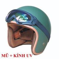 [CHO XEM HÀNG] Mũ bảo hiểm trùm đầu màu xanh rêu bộ đội - Nón bảo hiểm 3/4 đầu