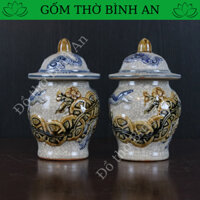 Choé thờ, chum thờ men rạn đắp nổi cao cấp, hũ đựng muối gạo nước