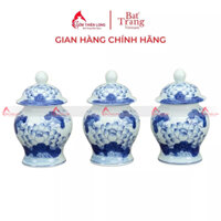 Chóe thờ men lam vẽ tay hoa sen gốm Bát Tràng chính hãng Gốm Thiên Long 236009