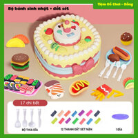 Chơi Bánh Sinh Nhật Thổi Nến, Đồ Chơi đất sét nặn bánh sinh nhật cho bé, Bộ đất nặn cho bé, bộ đồ chơi nấu ăn