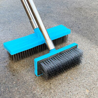 Chổi Chà Rêu Bản Nhựa Màu Xanh Cán Inox Dài 120cm Chổi Sắt Chà Rêu Vệ Sinh Sân Vườn Kích Thước 20cm -> 30cm