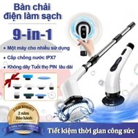 Chổi Cọ Điện Đa Năng 9 IN 1,chổi cọ điện sạch không dây,Máy Cọ Nhà Vệ Sinh ,Tặng kèm đầu bàn chải