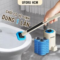 Chổi cọ nhà vệ sinh bồn cầu UFORU dùng 1 lần tiện lợi đầu cọ tẩm dung dịch tẩy rửa - UF641