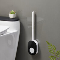 Chổi Cọ Nhà Vệ Sinh Silicon E2204- Cậy Cọ Toilet Bồn Cầu Kèm Giá Đỡ, Dán Tường Tiện Lợi, Không Khoan Vít - Đen