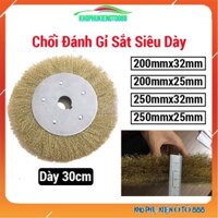 Chổi đánh gỉ sắt sợi thép kích thước  đường kính 250x32mm, 200x32mm, 250x25mm, 200x25mm dày 3cm