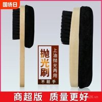 Chổi đánh giày da đen, chổi đánh giày lông mềm, chổi đánh bóng giày, chổi đánh bóng giày, dầu chăm sóc giày tay cầm dài