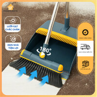 Chổi nhựa quét nhà thông minh xoay 180 độ gấp gọn tiện lời kèm hót rác cán dài tiện dụng
