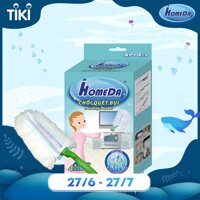 Chổi quét bụi tĩnh điện Ihomeda  1 cán  4 bông lau - iHomeda Static Dusting Duster  1 Mop  4 Cleaning Dry Cottons