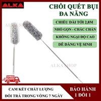 Chổi quét mạng nhện phất trần đa năng có tay cầm cán inox có thể kéo dài 2.8m.
