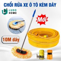 Chổi rửa xe ô tô, xe máy có dây dẫn nước, Chổi lau ô tô sợi mềm điều chỉnh độ dài rửa xe tại nhà