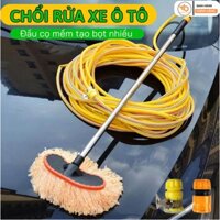 Chổi rửa Xe Ôtô Cán Dài Linh Hoạt Đầu Cọ Mềm Tạo Nhiều Bọt Có Dây Dẫn Lau Được Nhiều Góc X369