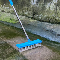 Chổi Sắt Chà Rêu Bản Nhựa Màu Xanh Cán Inox Dài 120cm Chổi Sắt Chà Rêu Vệ Sinh Sân Vườn Kích Thước 20cm 30cm