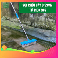 Chổi Sắt Chà Rêu Cán Inox Dài 120cm blue color Chổi Sắt Chà Rêu dọn dẹp vườn kích tấc 20cm 30cm