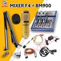 Chọn Bộ Combo Mic Thu Âm Hát Livestream Mixer F4 & Mic BM900 Chân kẹp Dây Live Chế ⚡BH 1 NĂM⚡ Thu Âm Điện Thoại Máy Tính