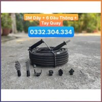 Chọn bộ dây thông cống 3M + Bộ 6 đầu thông + Tay quay