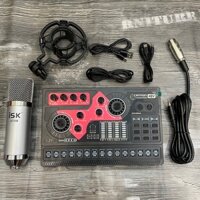 Chọn Bộ Thu Âm Karaoke Card X5 Có Sẵn Nguồn 48V Kèm Mic ISK AT350 Đầy Đủ Dây kết nối