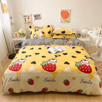 [Chọn mẫu] Drap Giường Chần Bông [Clip Thật] Sọc Dâu Cam Cute Cotton M2*2M-M4*2M- M6*2M-M8*2M (có size cho nệm cao)