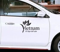 Chọn màuChọn kích thước  Decan dán xe logo Việt Nam vẻ đẹp bất tận - Decal đen tem trong - 1 cái 37 x 25 cm